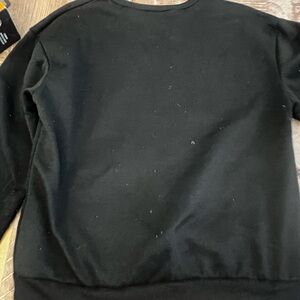 Black Crewneck Sweater with cheetah heart